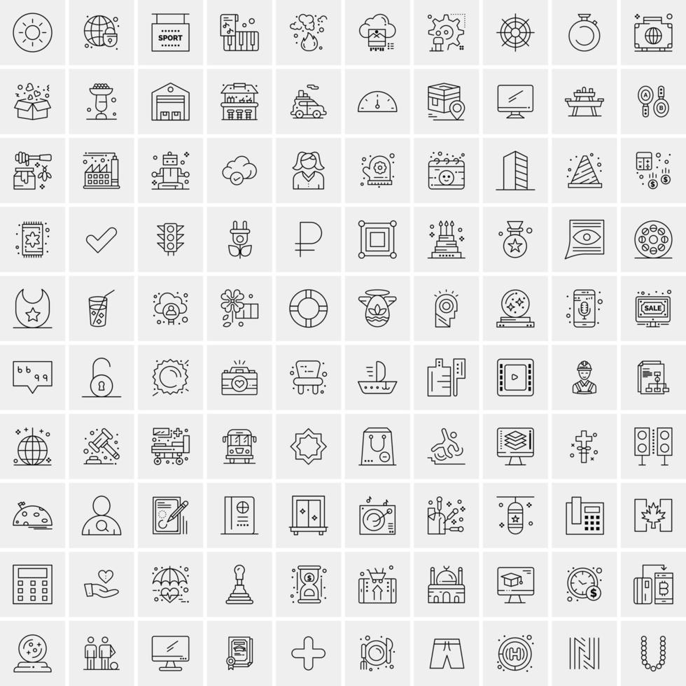 conjunto de 100 iconos de línea de negocios creativos vector