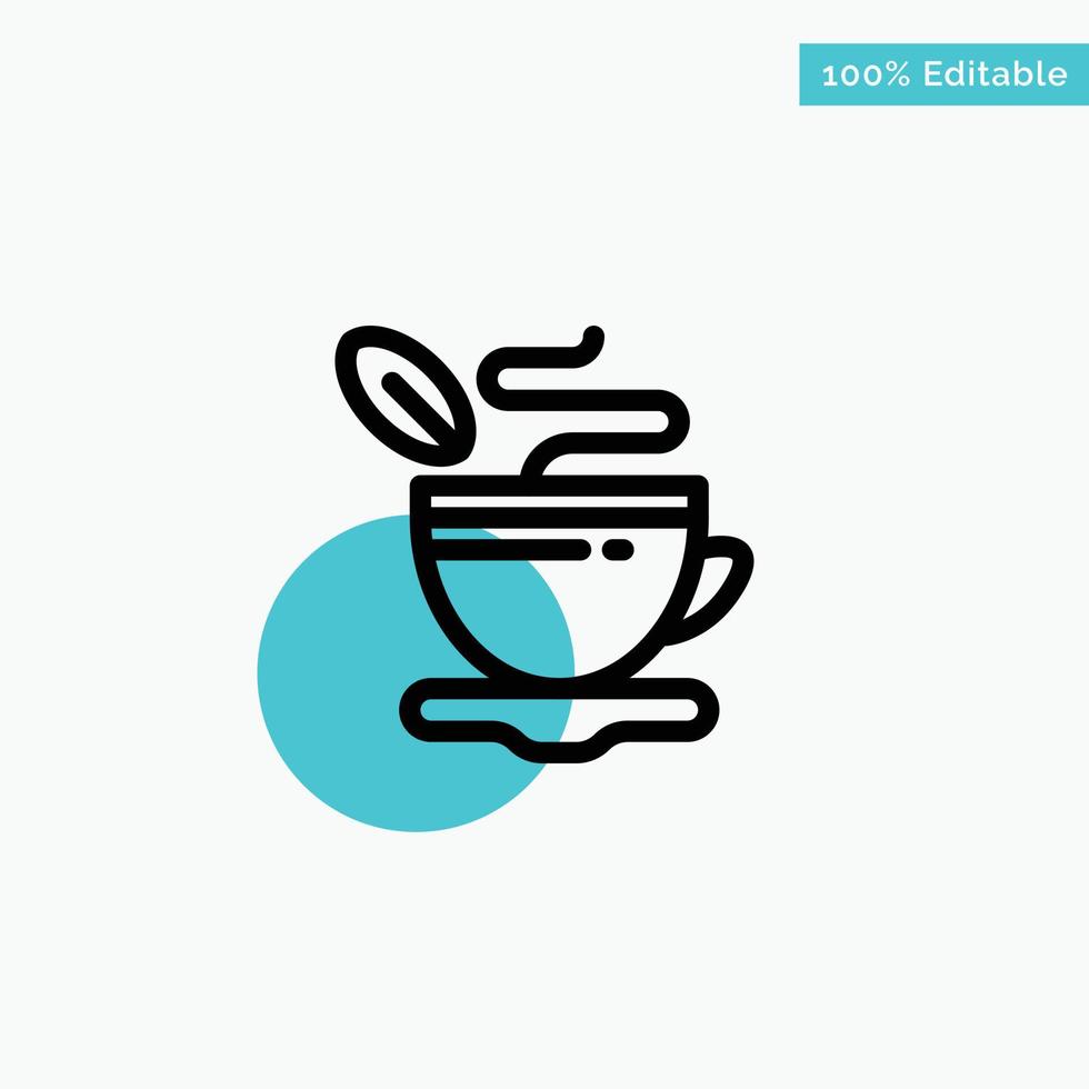 Tea Cup Hot Coffee turquoise highlight circle point Vector icon