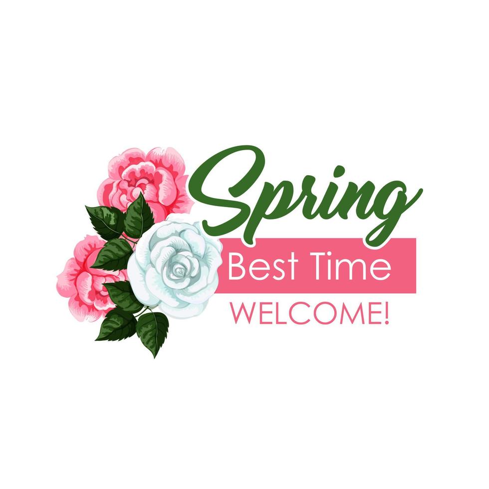 Spring time vector roses flowers bunch icon