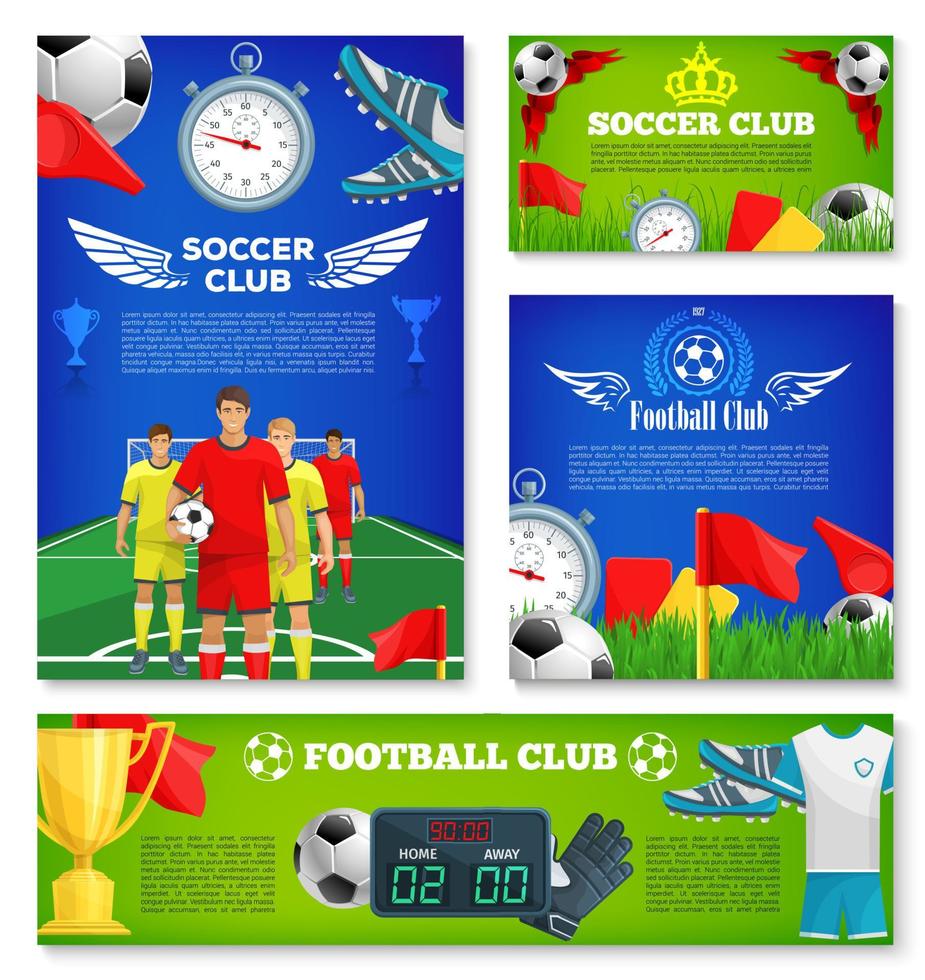 Vector posters for soccer club football game