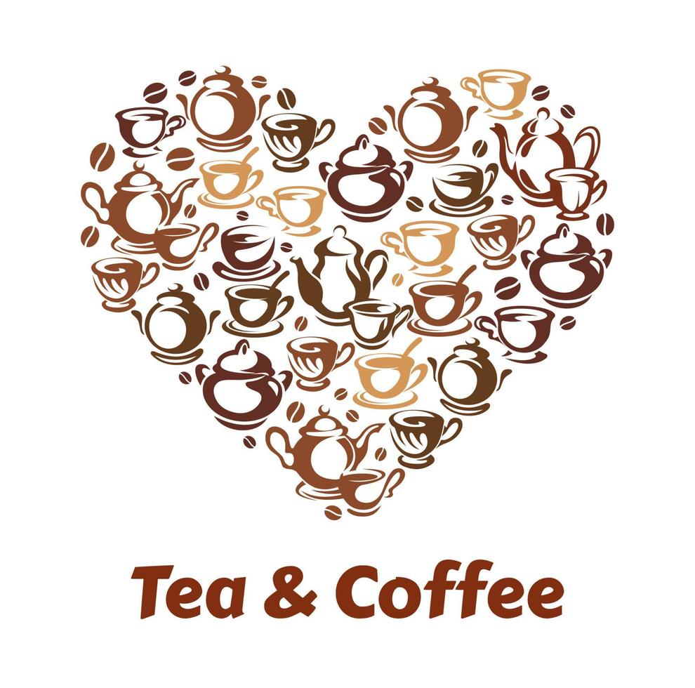 Tea and coffe vector poster for coffeehouse cafe