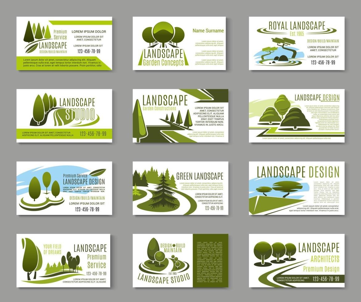 Landscape design studio business card template vector