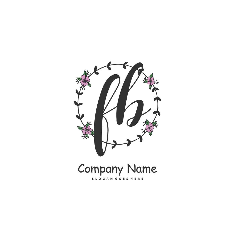 fb letra inicial y diseño de logotipo de firma con círculo. hermoso diseño de logotipo escrito a mano para moda, equipo, boda, logotipo de lujo. vector