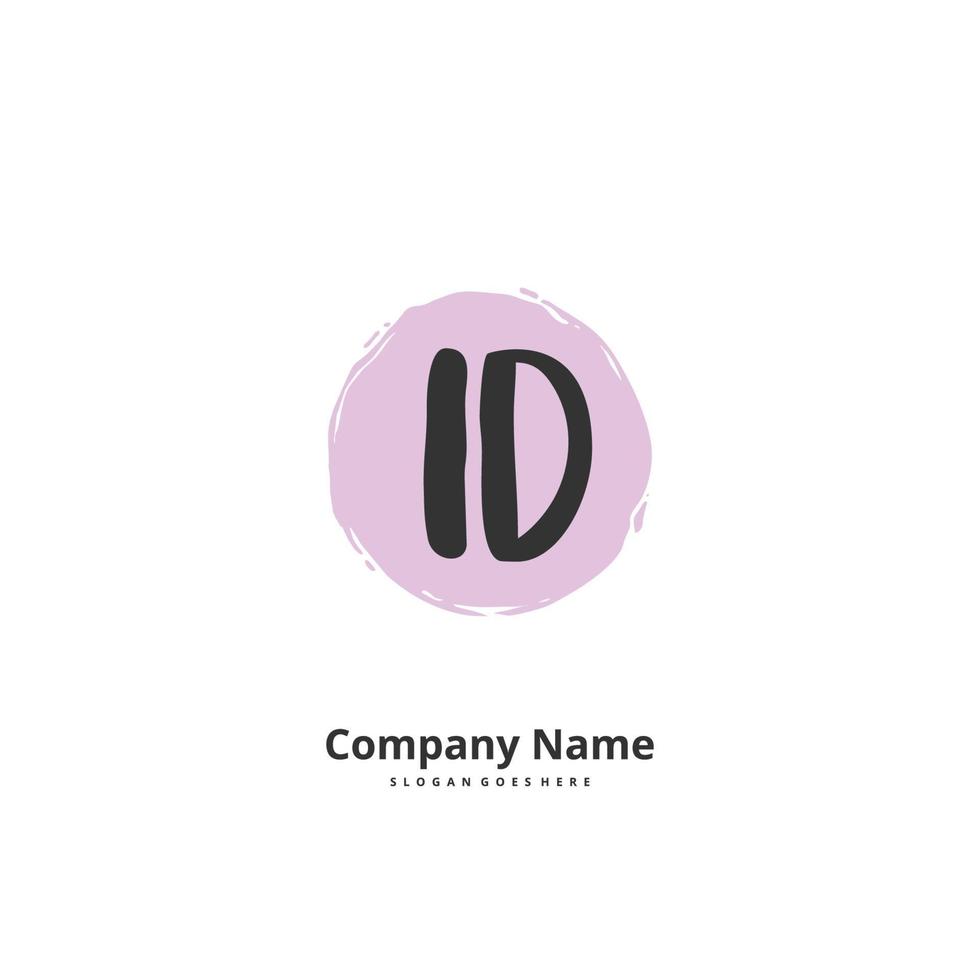 ID Initial handwriting and signature logo design with circle. Beautiful design handwritten logo for fashion, team, wedding, luxury logo. vector