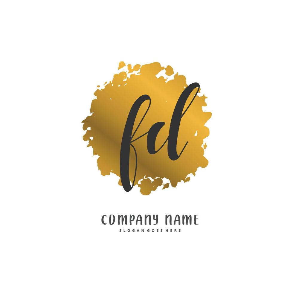 FD Initial handwriting and signature logo design with circle. Beautiful design handwritten logo for fashion, team, wedding, luxury logo. vector