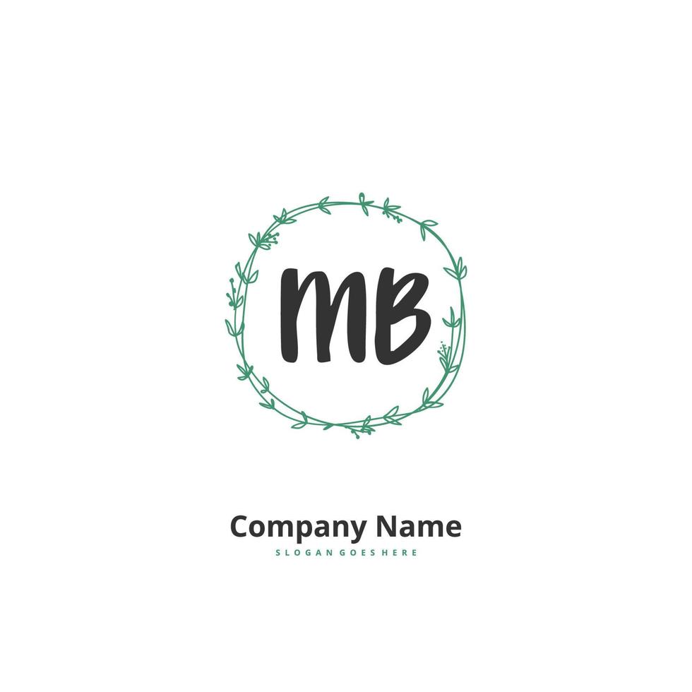 MB Initial handwriting and signature logo design with circle. Beautiful design handwritten logo for fashion, team, wedding, luxury logo. vector