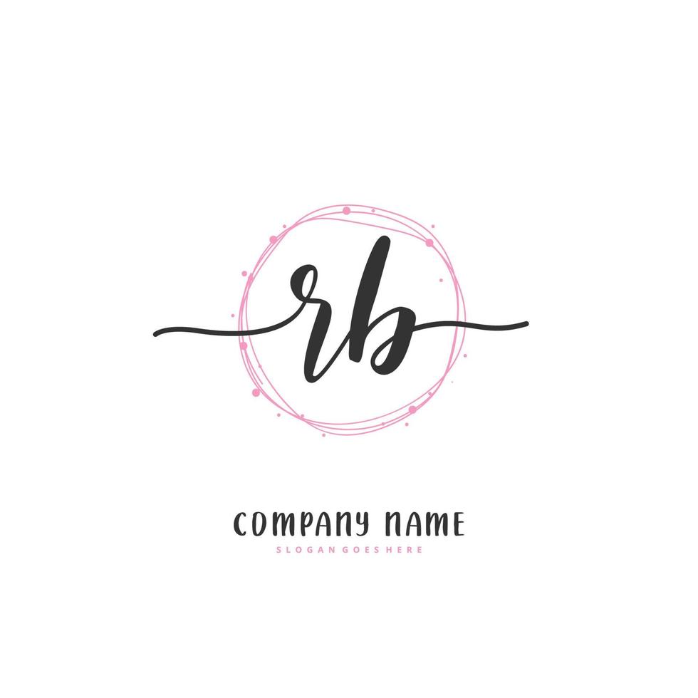 RB Initial handwriting and signature logo design with circle. Beautiful design handwritten logo for fashion, team, wedding, luxury logo. vector