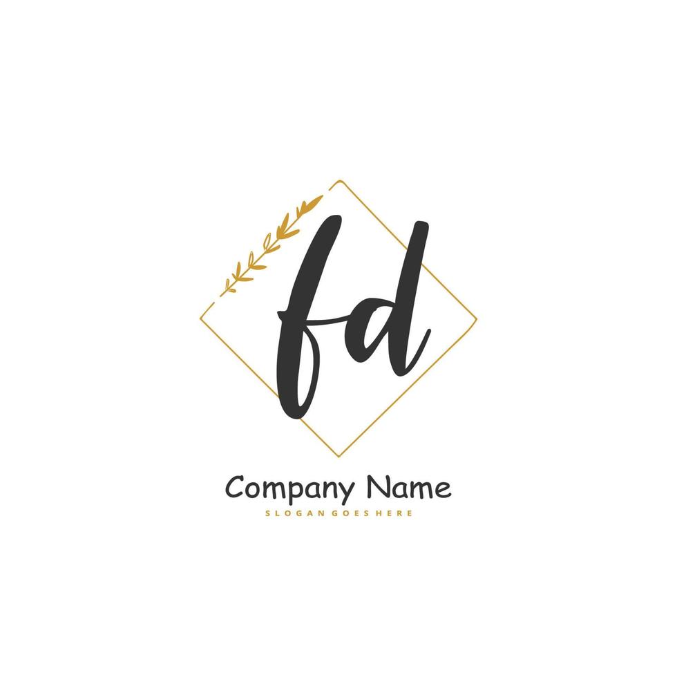 FD Initial handwriting and signature logo design with circle. Beautiful design handwritten logo for fashion, team, wedding, luxury logo. vector