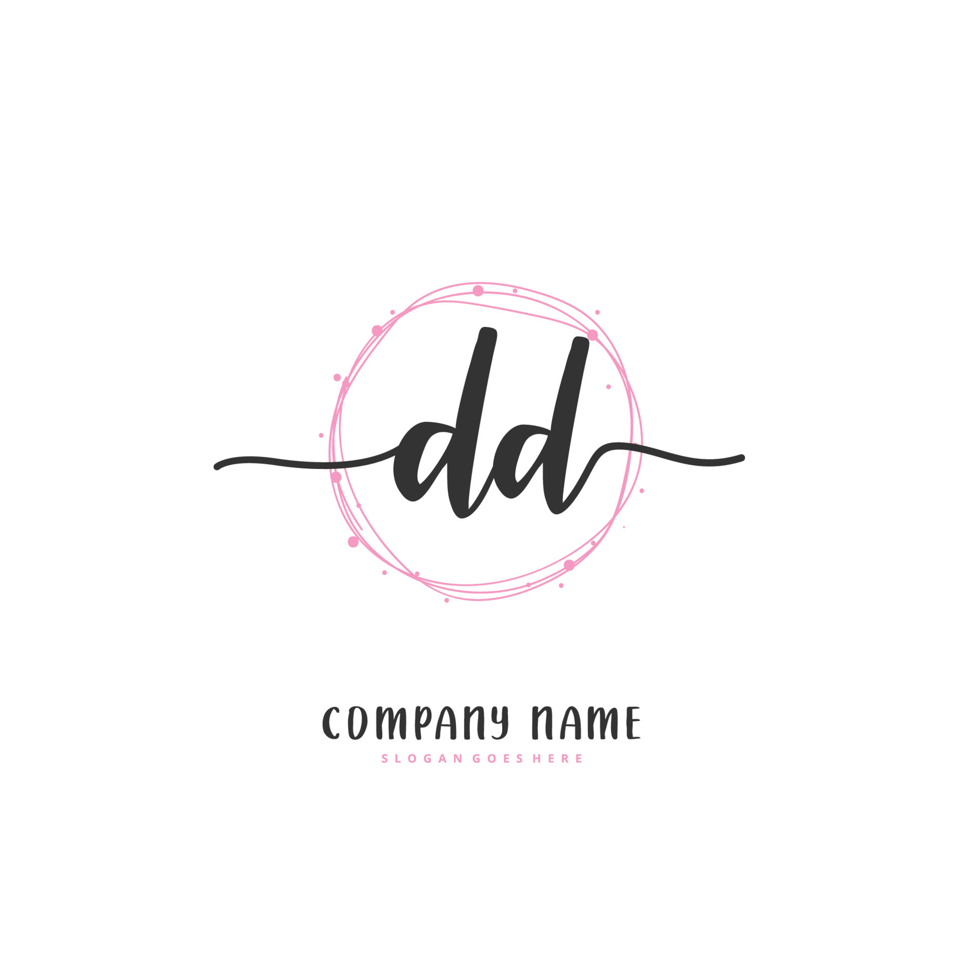 DD Initial handwriting and signature logo design with circle. Beautiful ...
