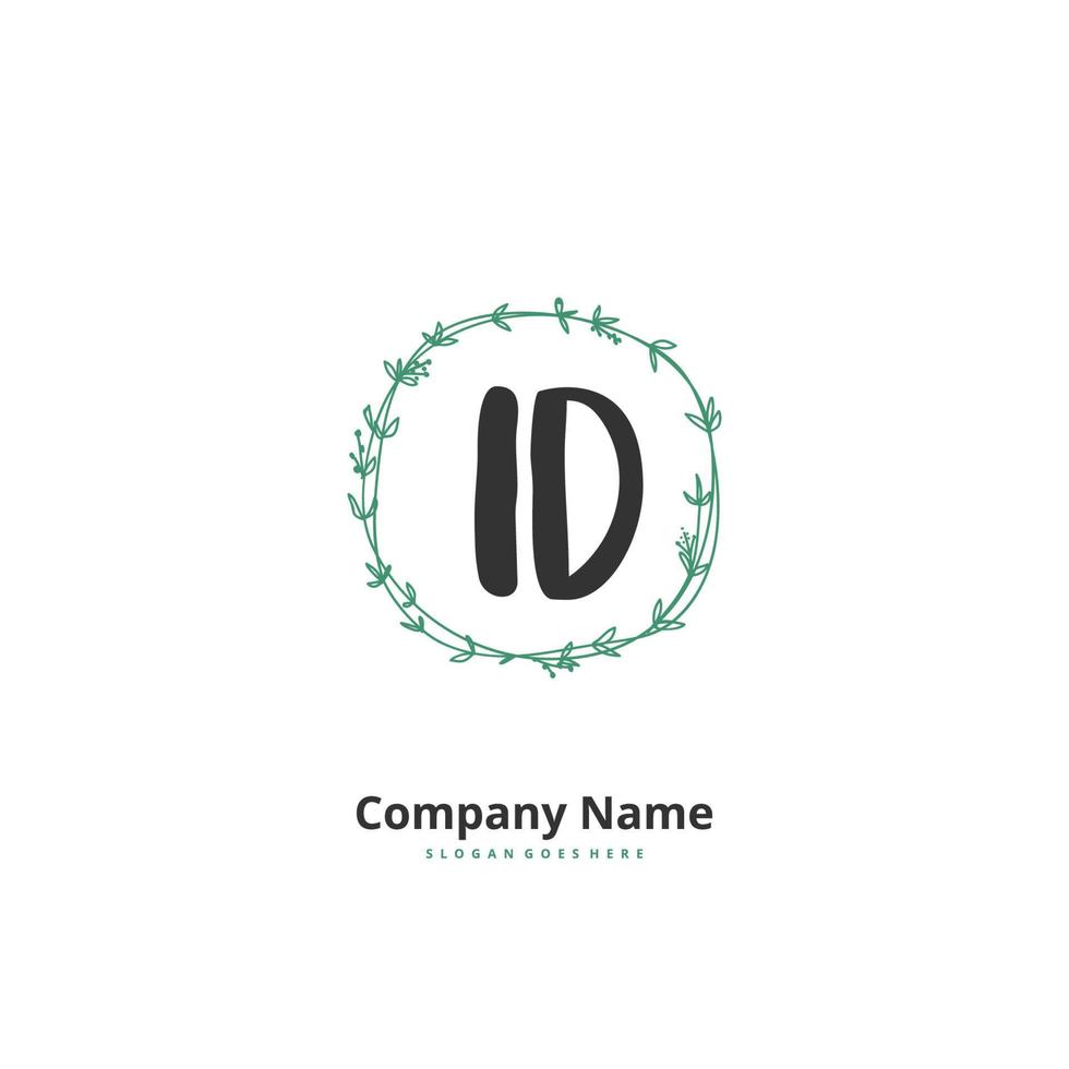 ID Initial handwriting and signature logo design with circle. Beautiful design handwritten logo for fashion, team, wedding, luxury logo. vector