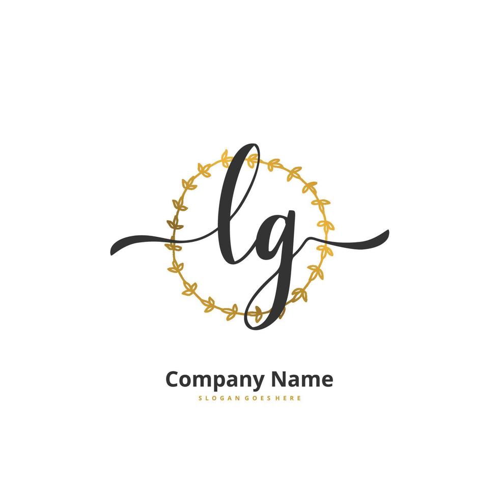 LG Initial handwriting and signature logo design with circle. Beautiful design handwritten logo for fashion, team, wedding, luxury logo. vector