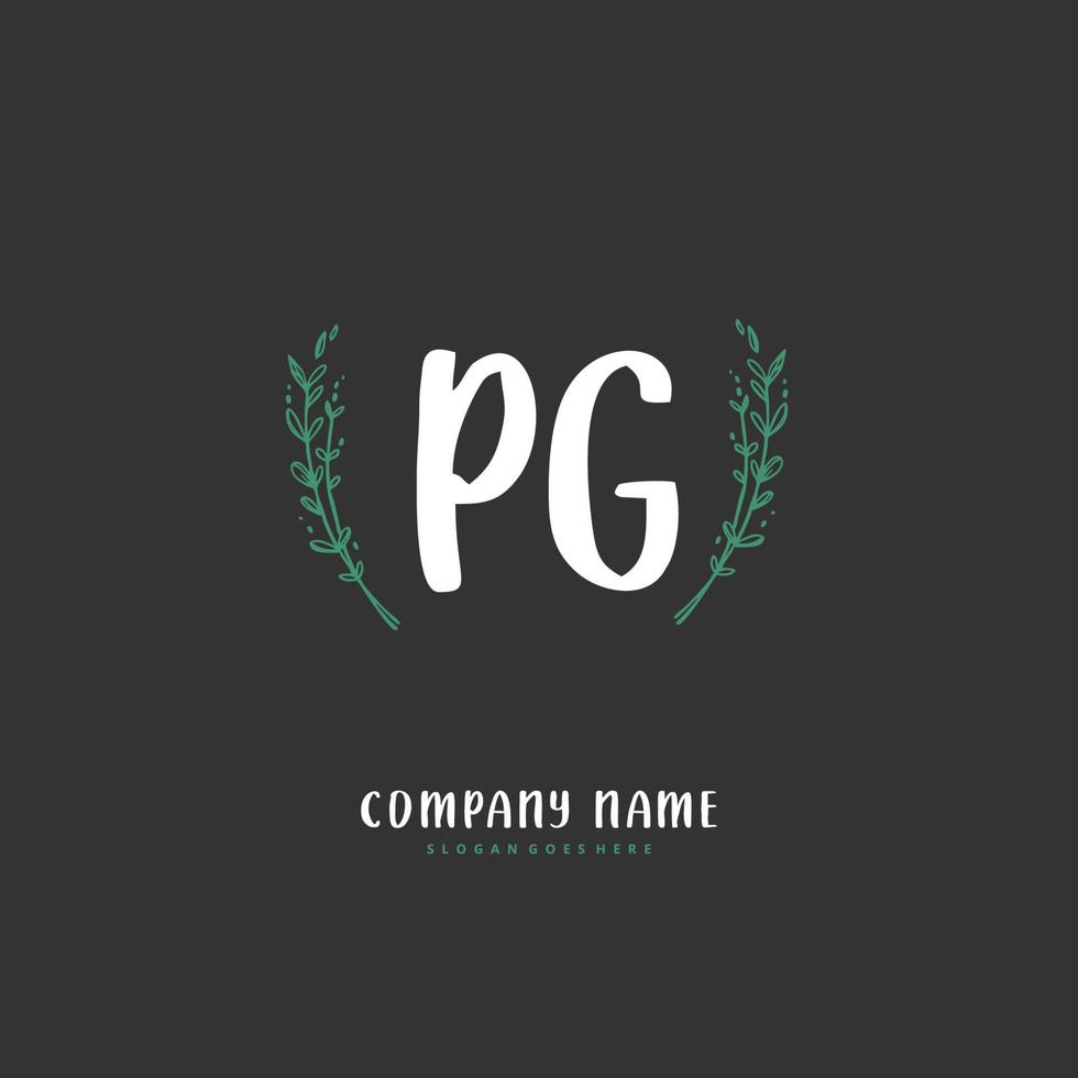 PG Initial handwriting and signature logo design with circle. Beautiful design handwritten logo for fashion, team, wedding, luxury logo. vector