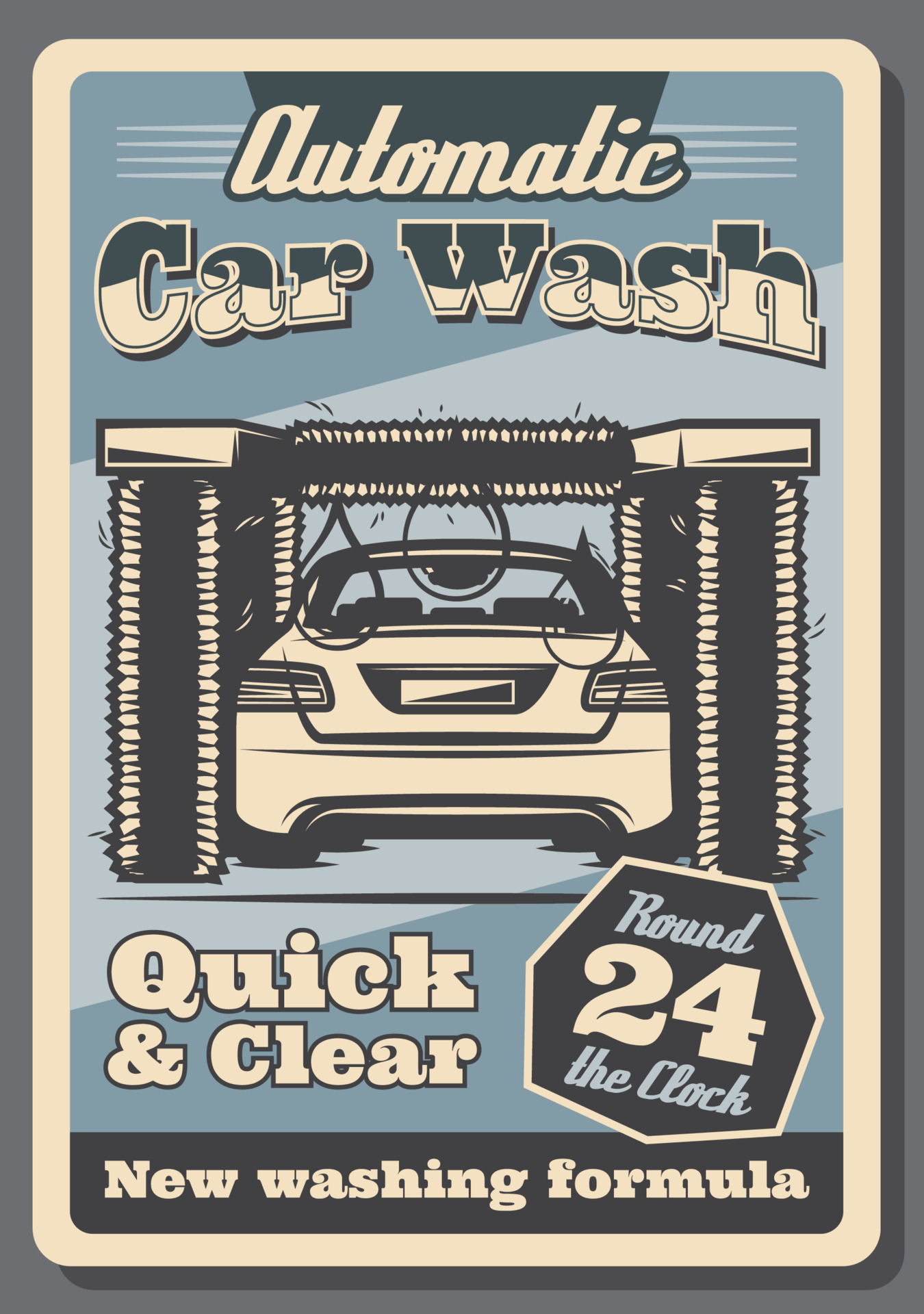 Car wash service retro poster for garage design 13173577 Vector Art at