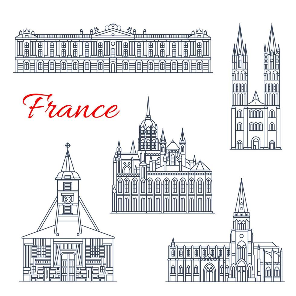 hito de viaje de francia diseño de icono de línea delgada vector