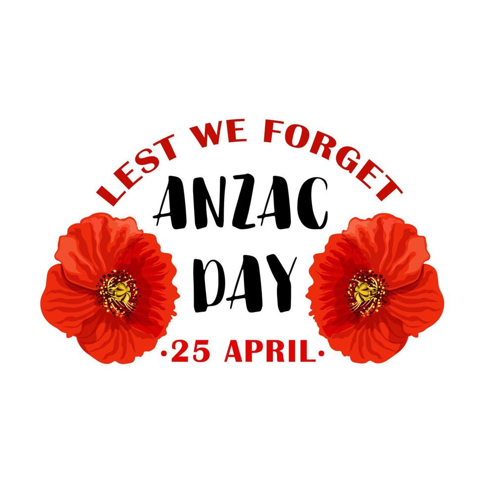 Red poppy flower symbol of Anzac Remembrance Day vector
