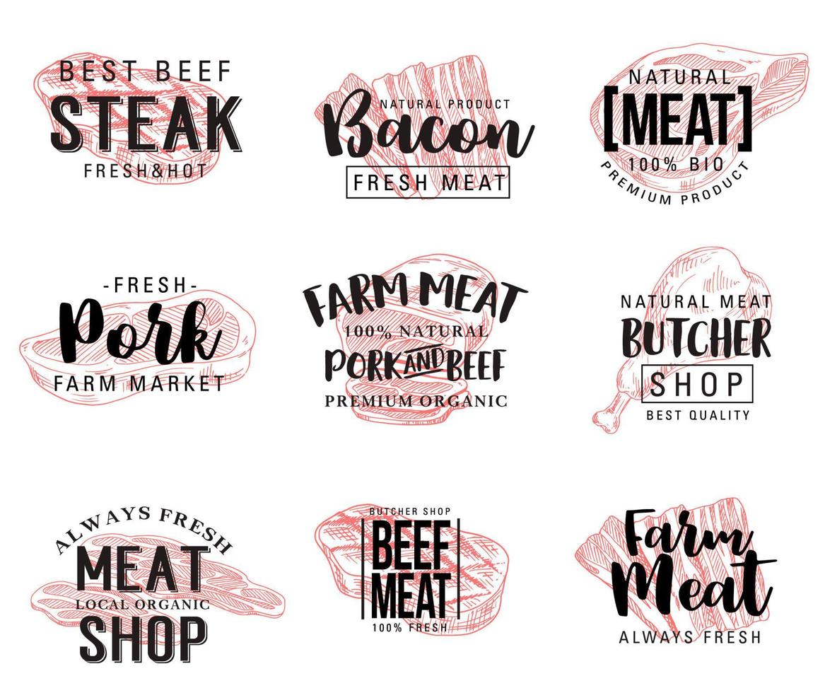 Vector sketch lettering for meat products