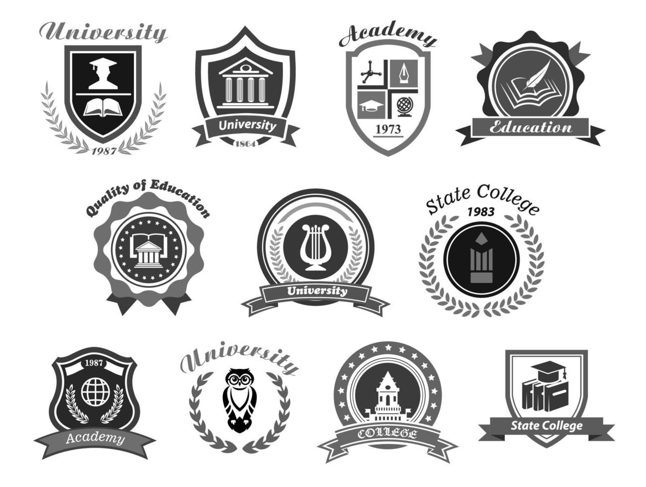 iconos vectoriales establecidos para la universidad o la universidad estatal vector