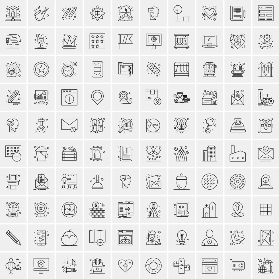 conjunto de 100 iconos de línea de negocios creativos vector