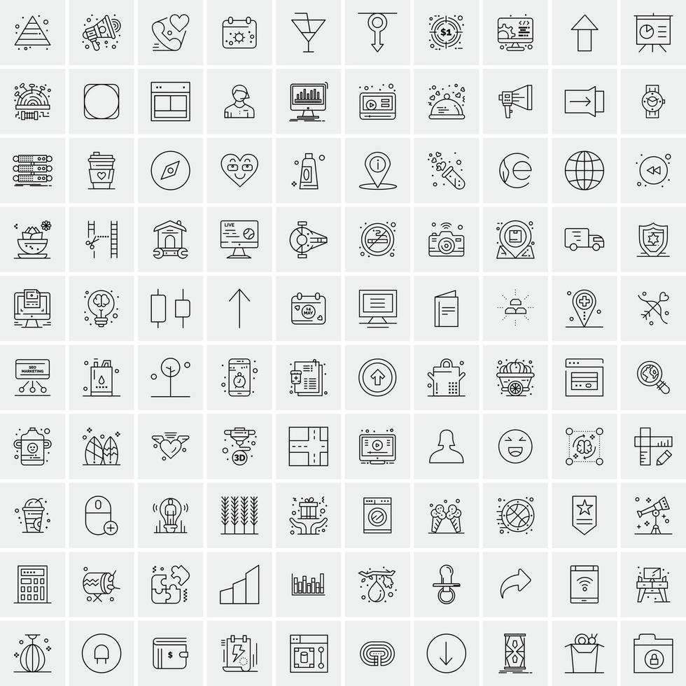 Pack of 100 Universal Line Icons for Mobile and Web vector