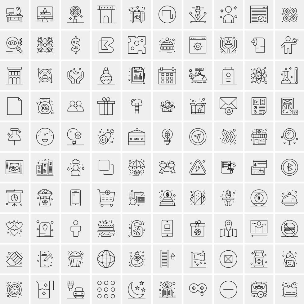 Pack of 100 Universal Line Icons for Mobile and Web vector