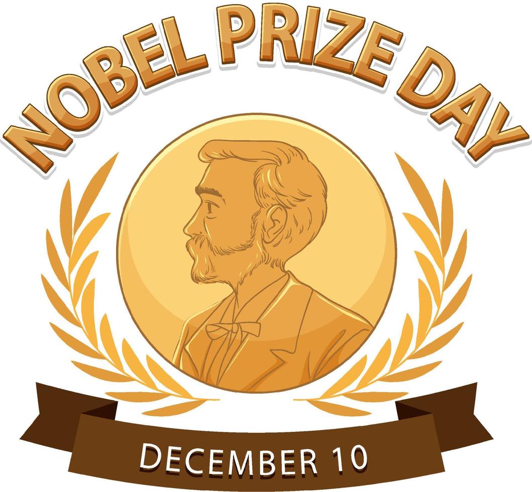 Nobel Prize Day text for banner or poster design vector