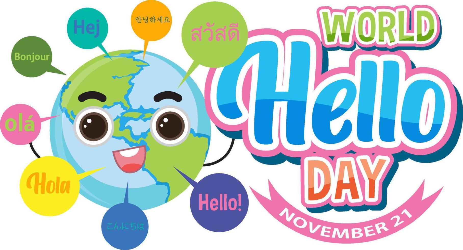 World hello day banner design vector