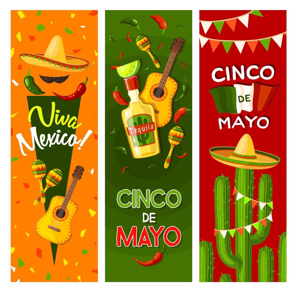 Cinco de Mayo mexican fiesta party greeting banner vector