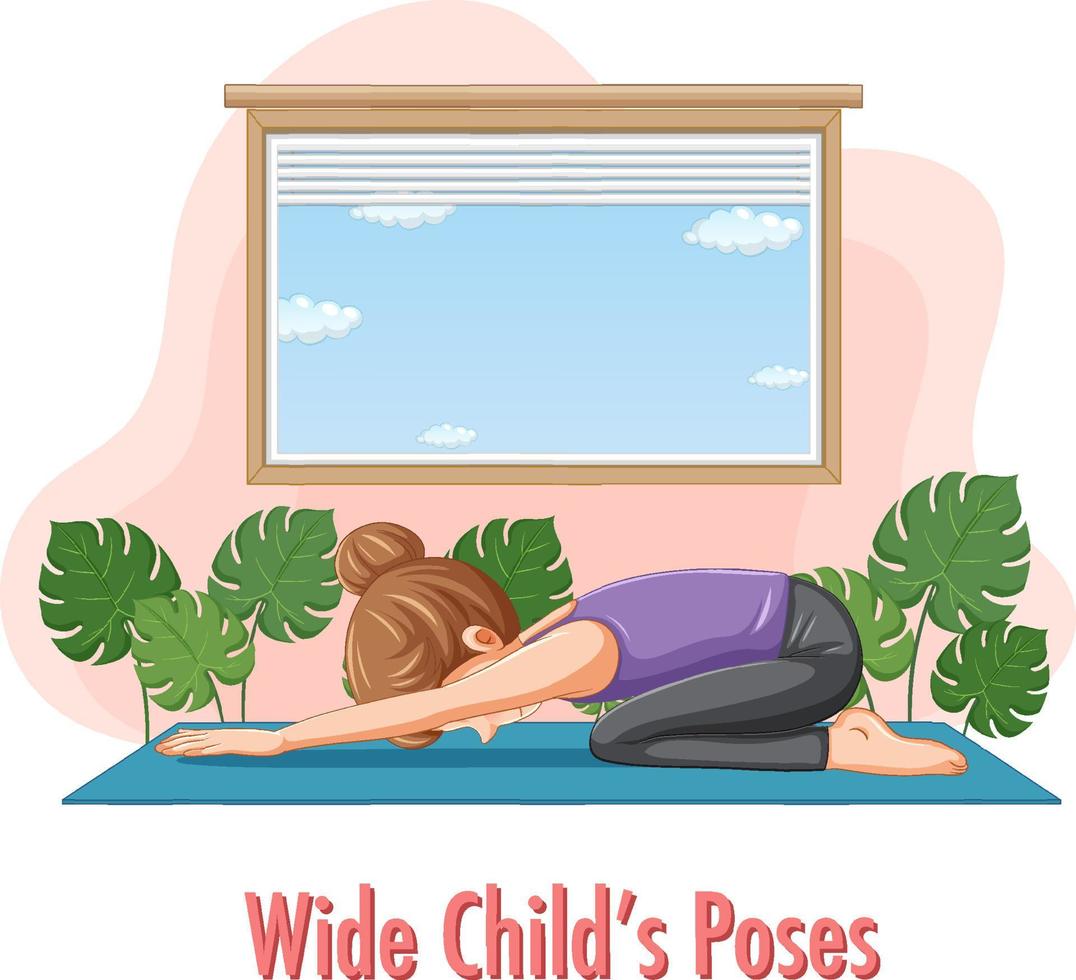 Woman doing yoga at home vector