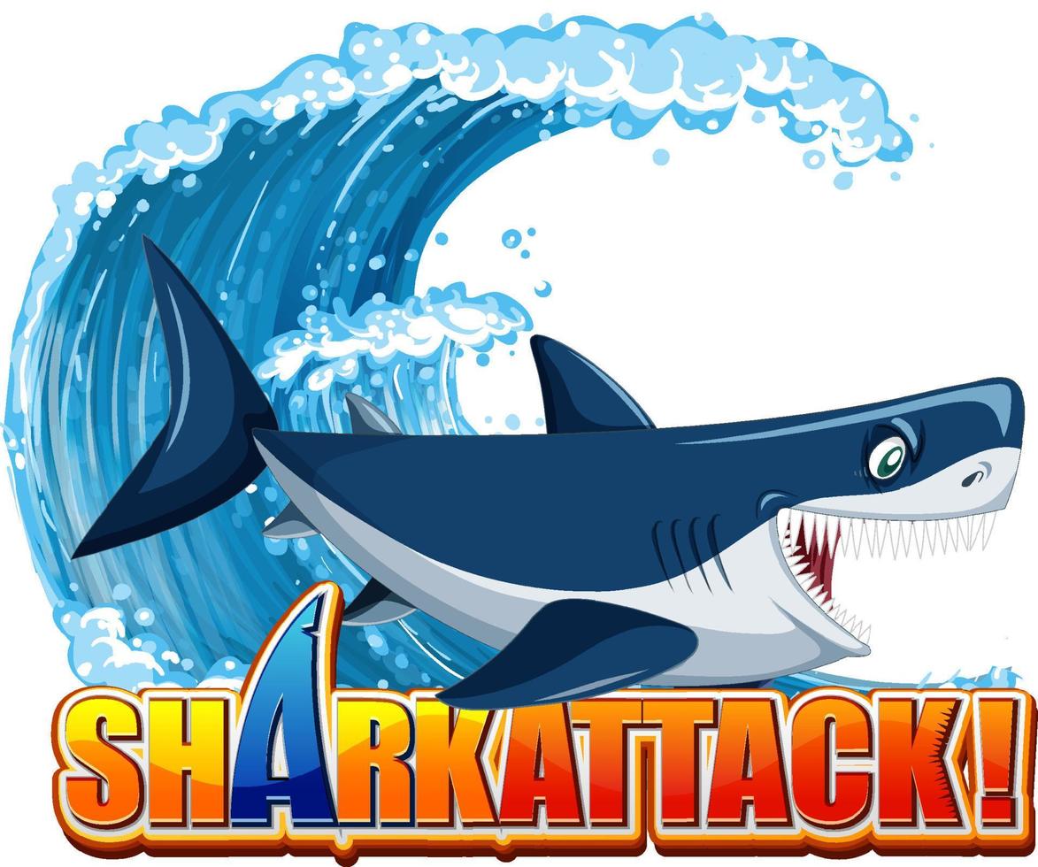 Shark attack icon with shark cartoon character vector