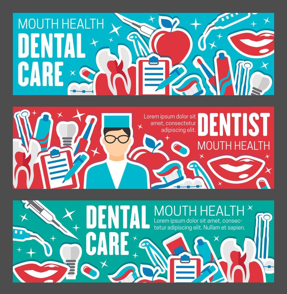Dental clinic banner for tooth health care design vector