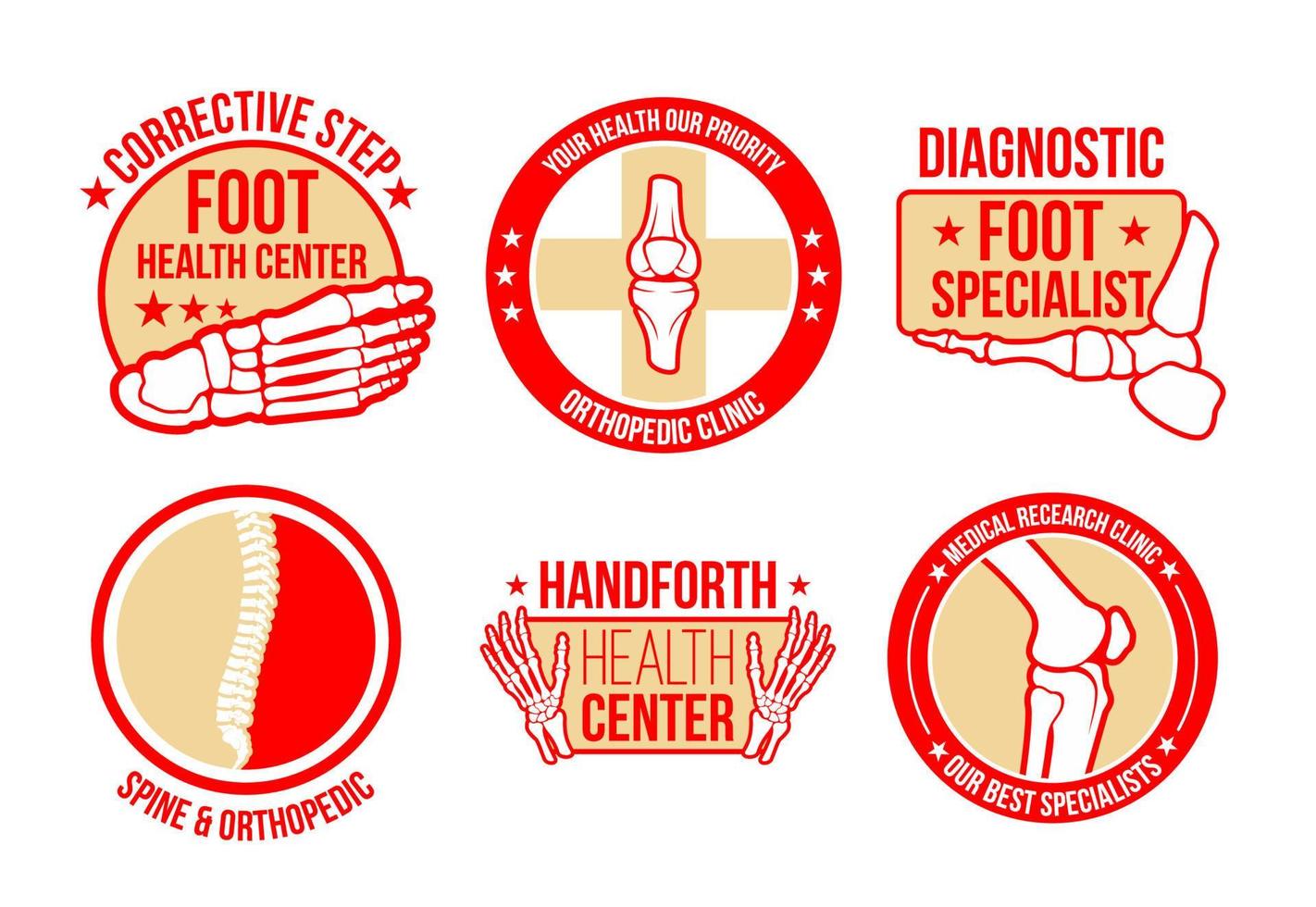 iconos vectoriales para el centro de salud de ortopedia vector