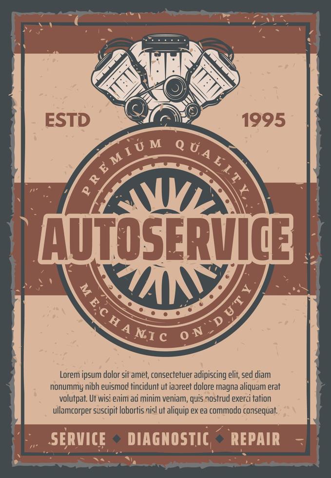 cartel retro vectorial para el servicio de automóviles vector