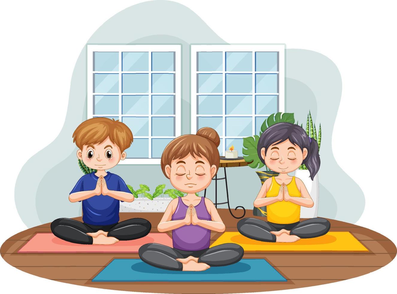 Group of people practicing yoga vector