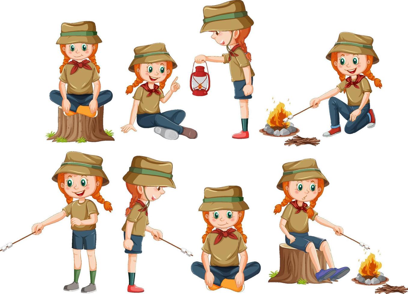 Set of different scout kids vector