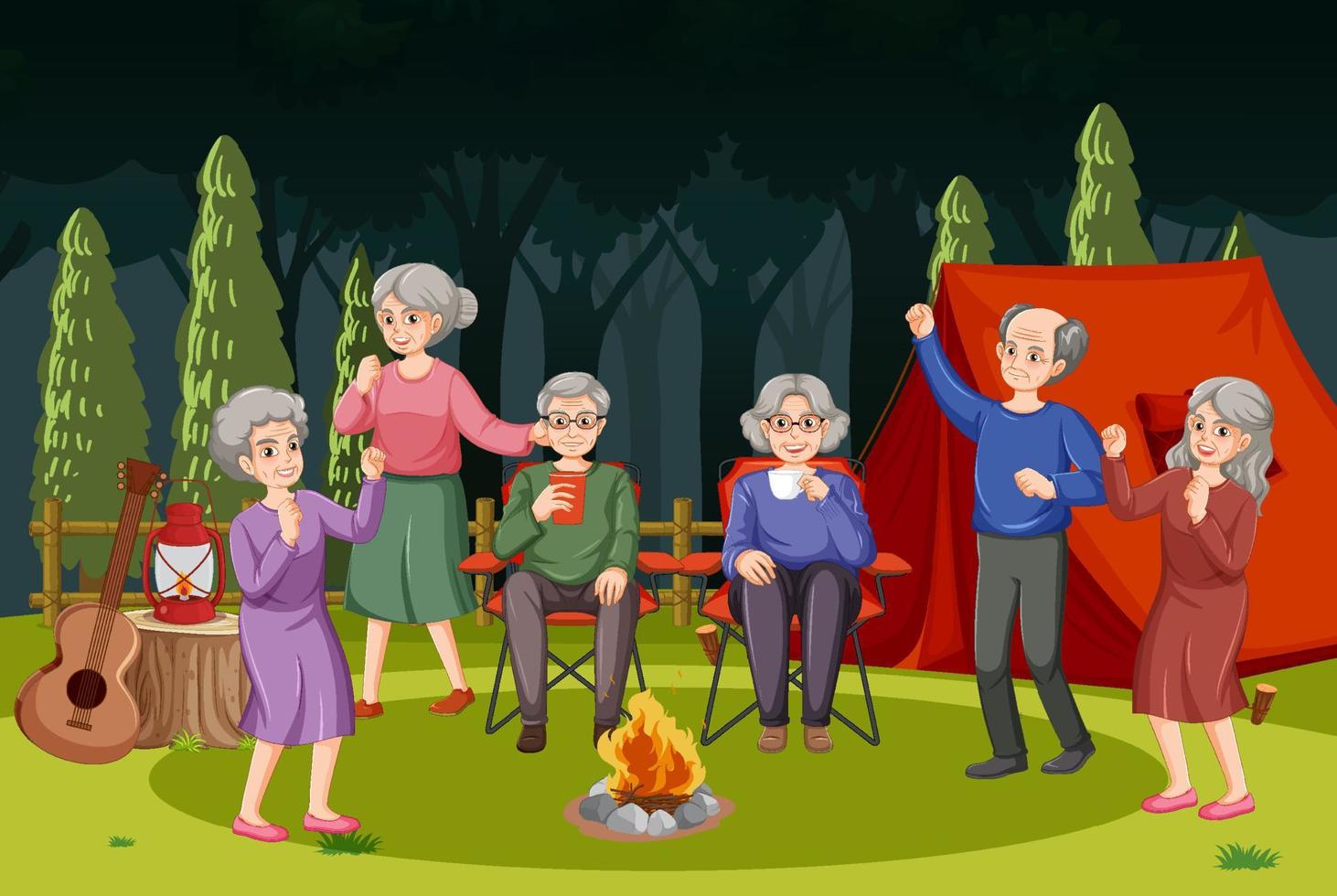 Senior people camping outdoor vector