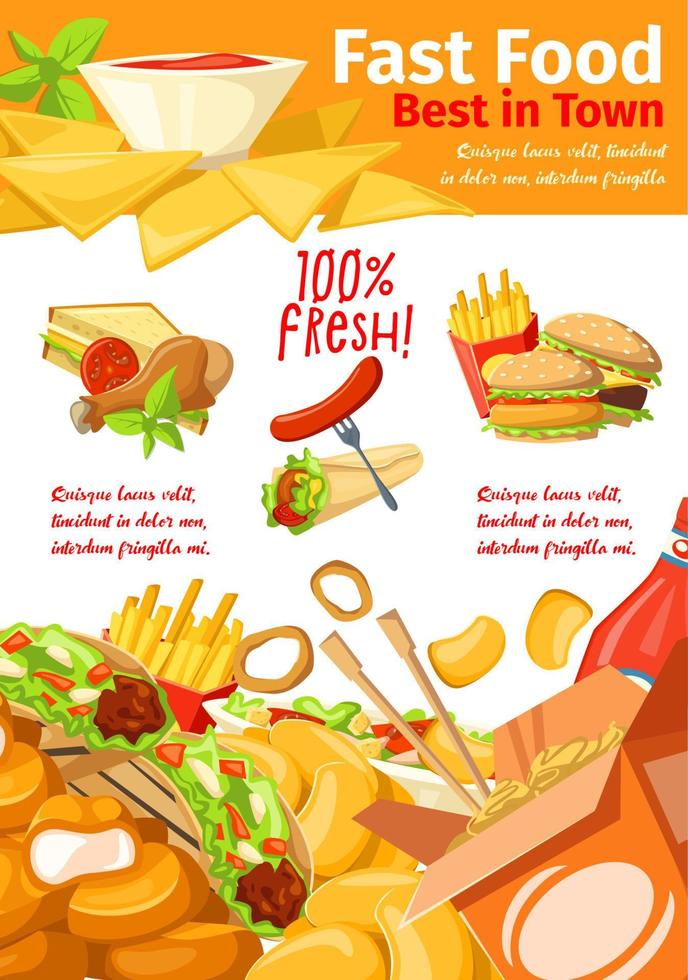 Fast food restaurant banner for takeaway menu vector