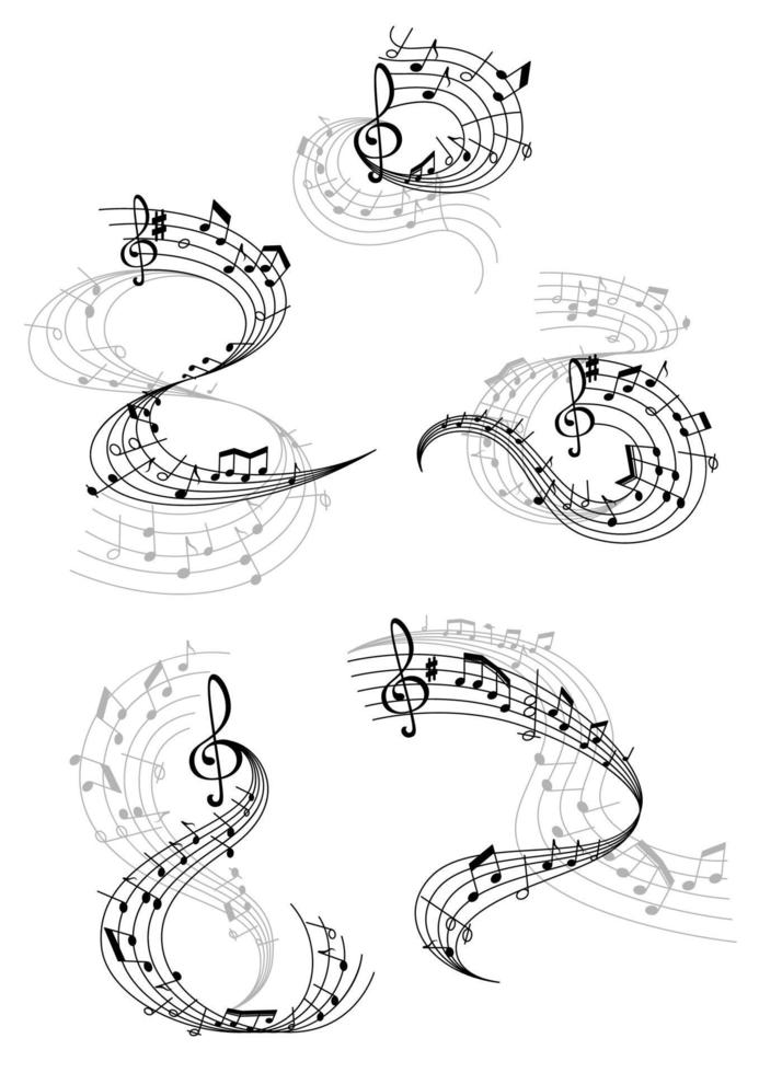 vector notas musicales personal ondas