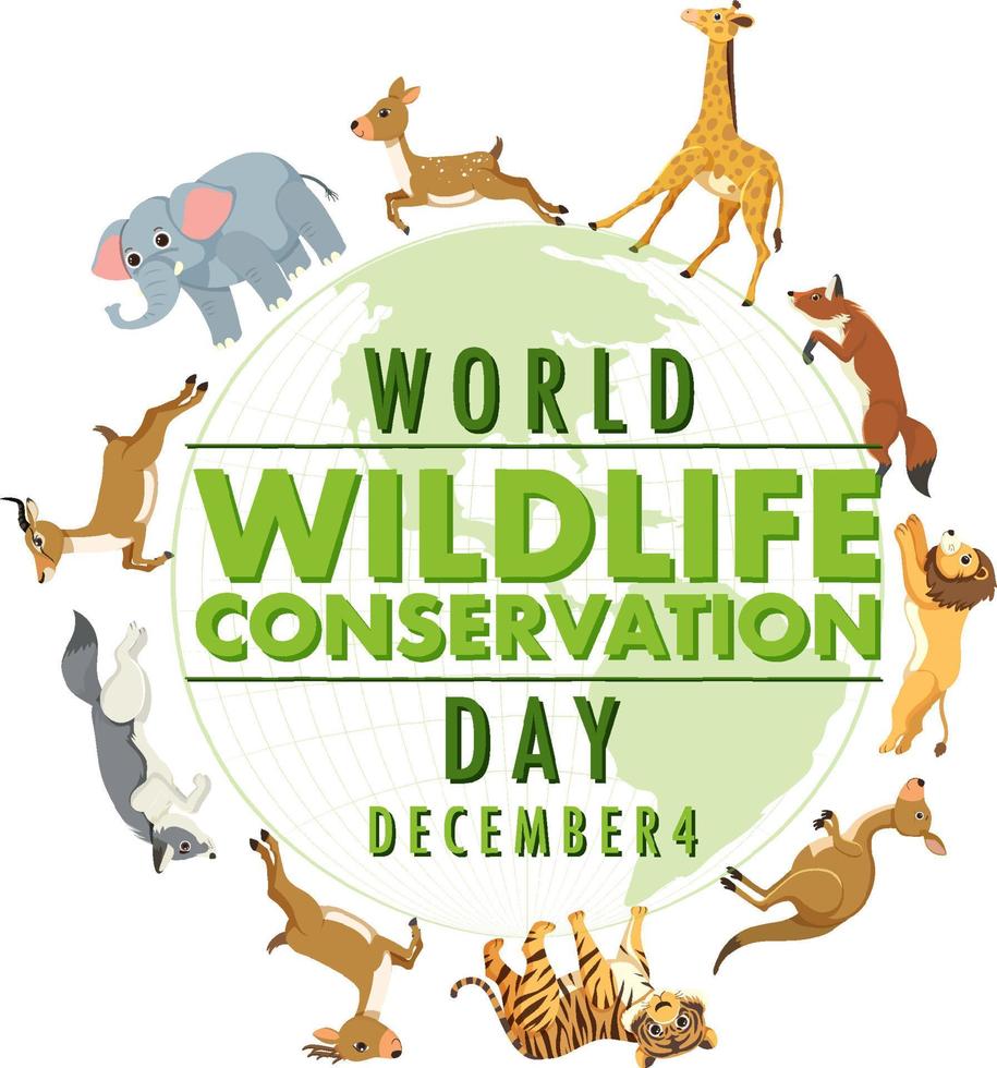 plantilla de póster del día mundial de la conservación de la vida silvestre vector