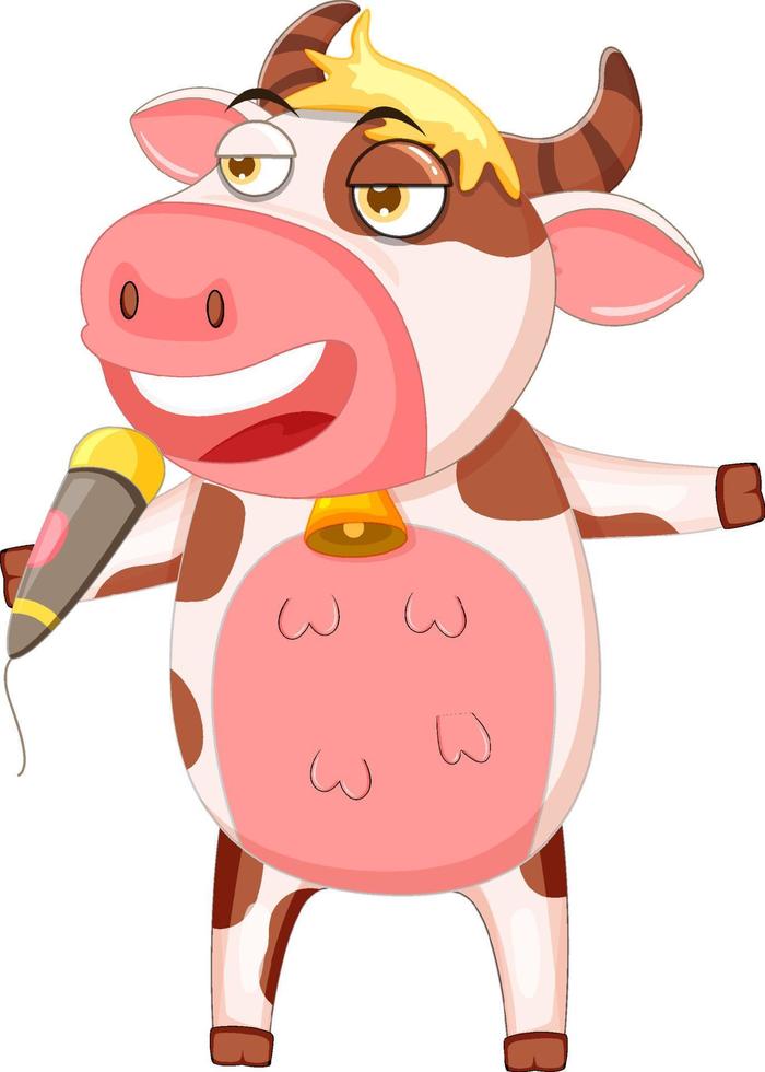 A cow singing cartoon character vector