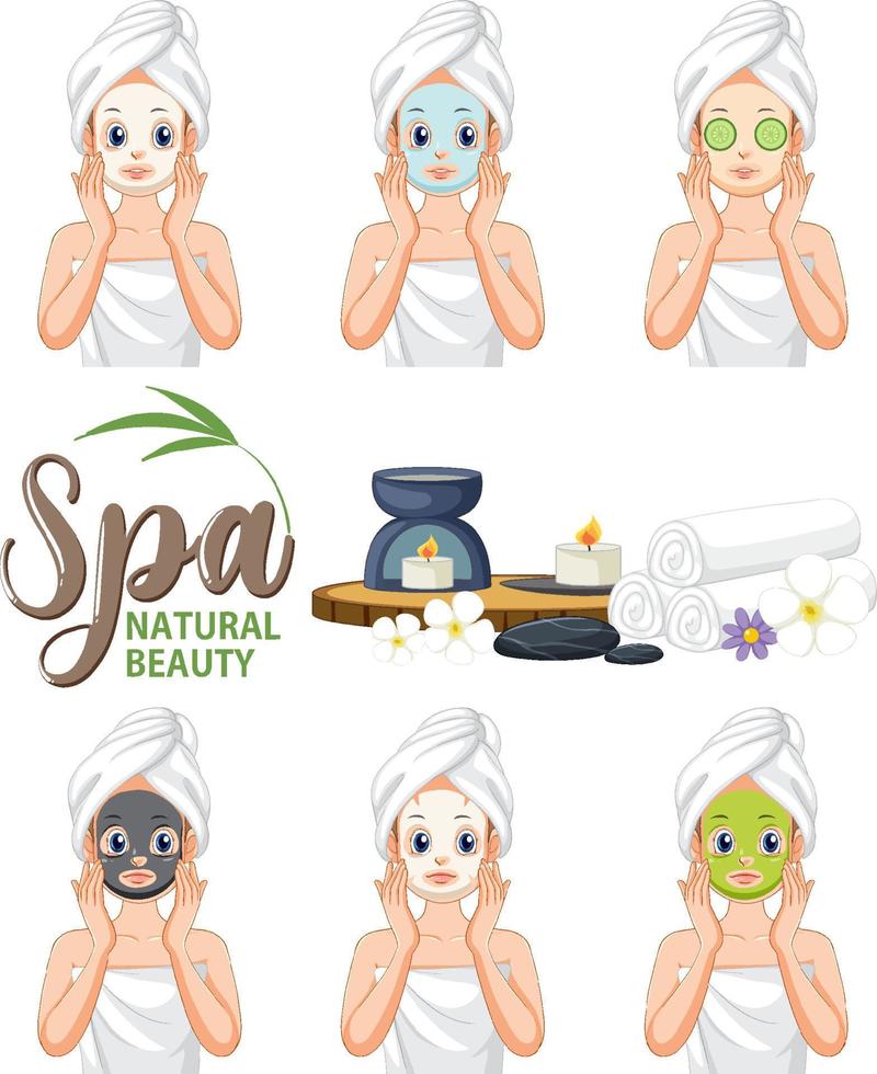 Woman applying facial mask vector