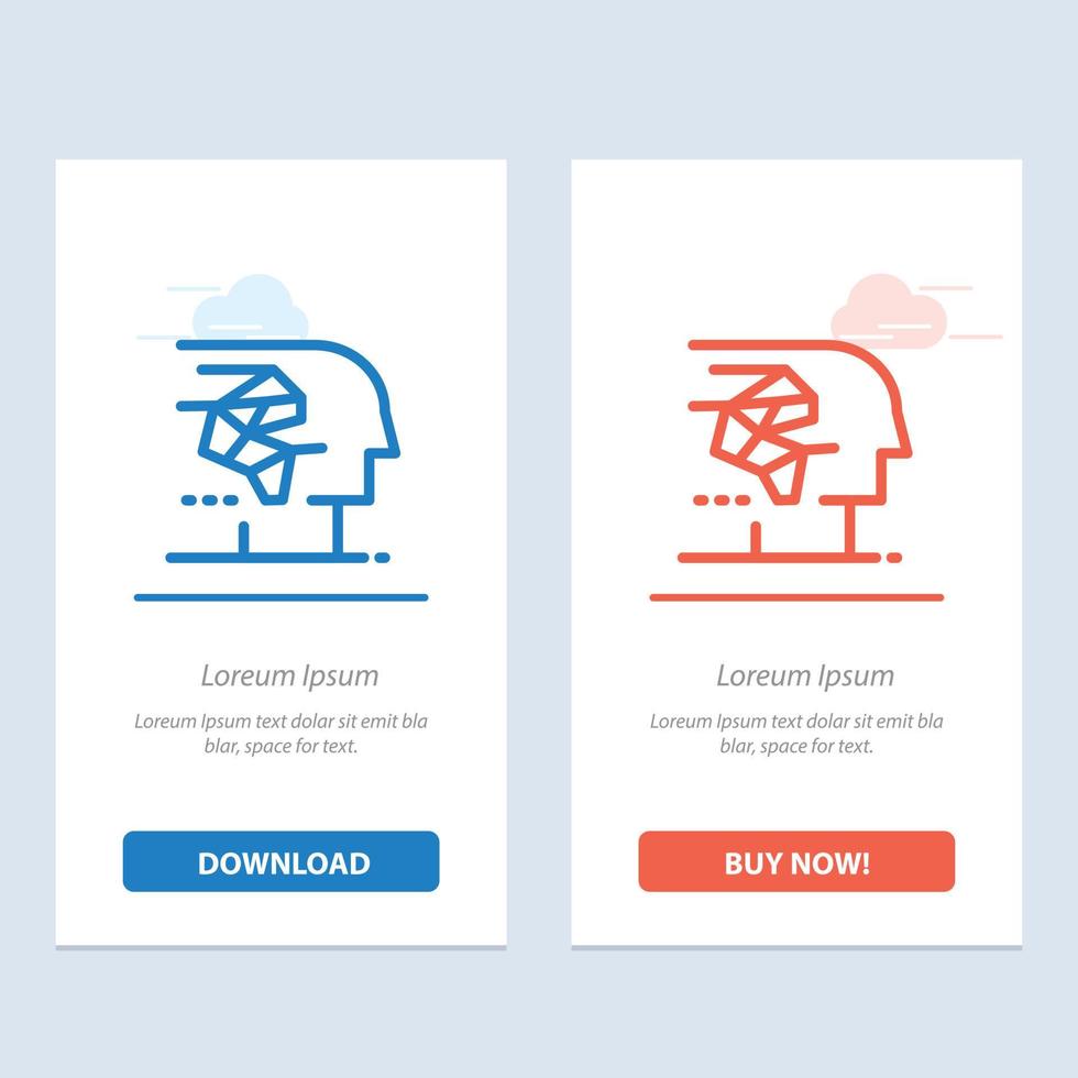 Android Artificial Brain Human Interface  Blue and Red Download and Buy Now web Widget Card Template vector