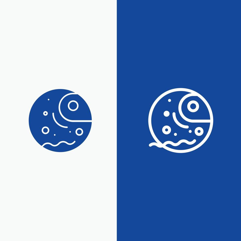 Distant Gas Giant Planet Line and Glyph Solid icon Blue banner Line and Glyph Solid icon Blue banner vector