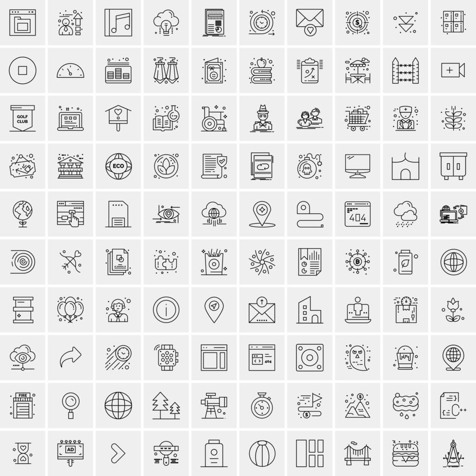 Pack of 100 Universal Line Icons for Mobile and Web vector