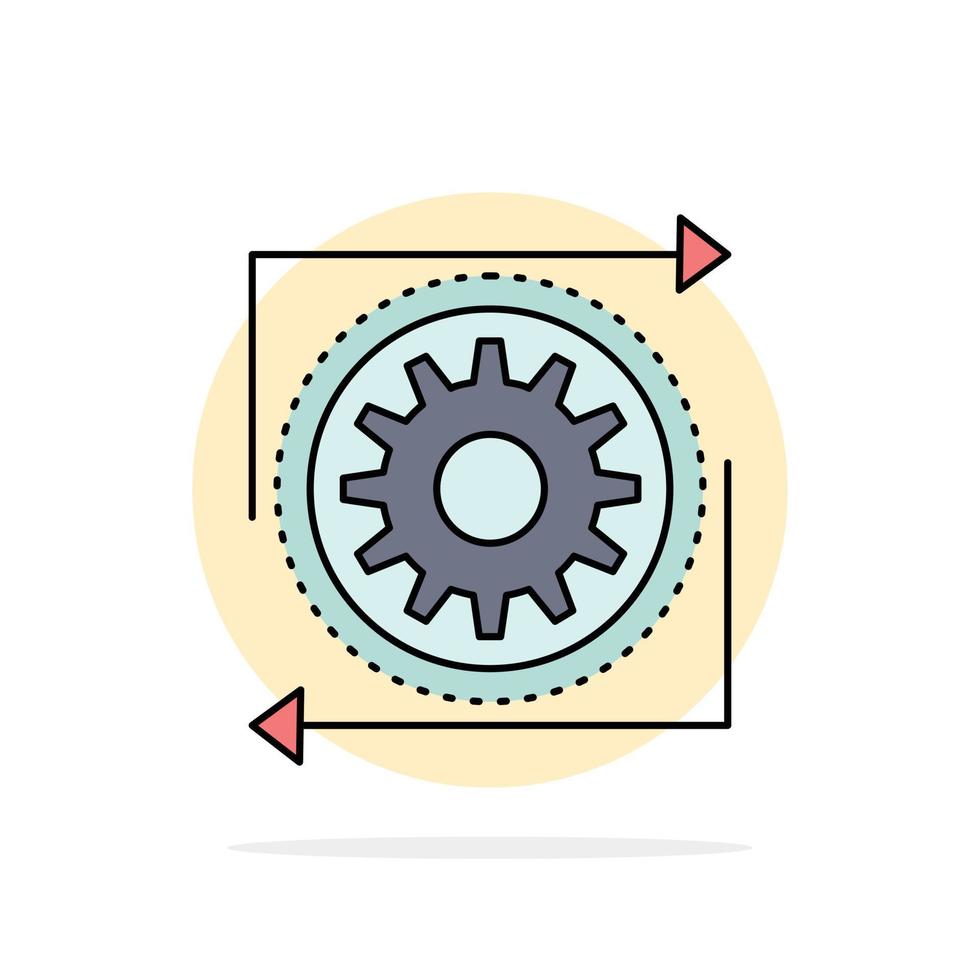 vector de icono de color plano de proceso de operación de gestión de engranajes de negocios