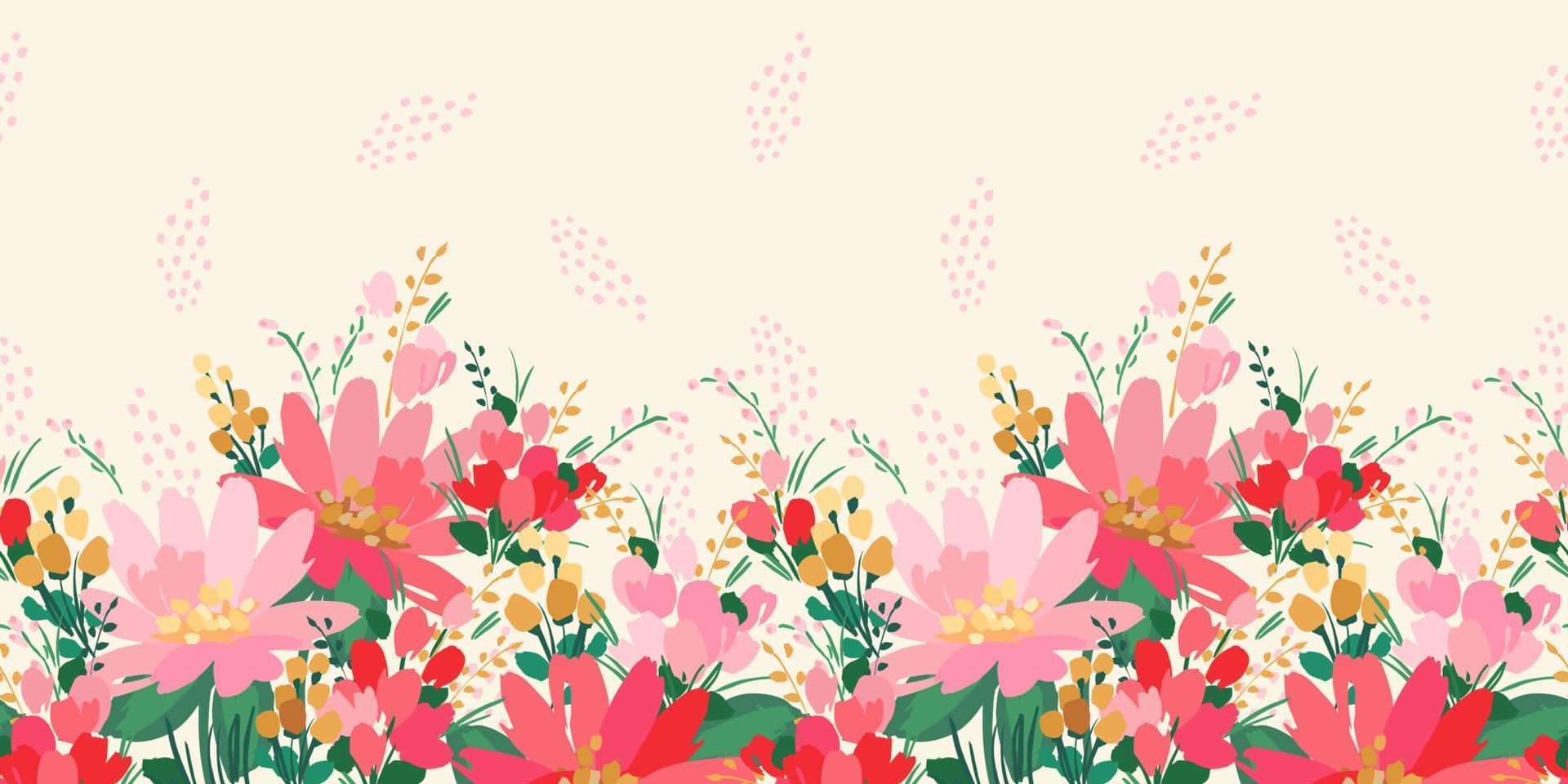 Floral seamless border. Vector design for paper, cover, fabric, interior decor and other use