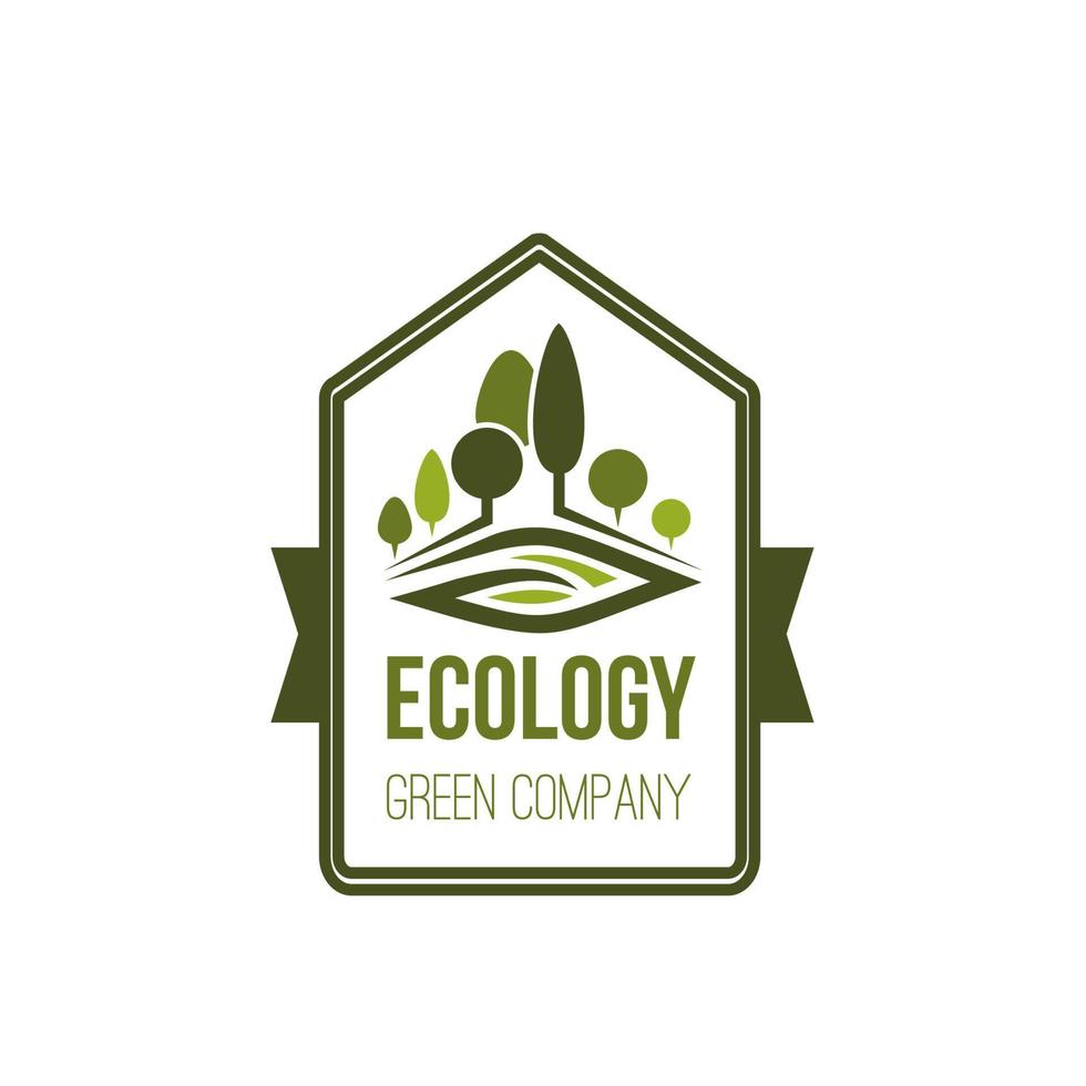 Green trees nature and ecology company vector icon