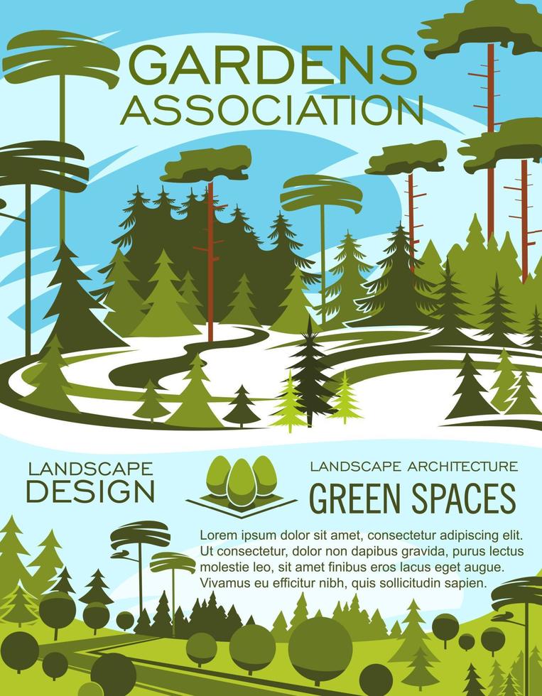 Landscape design studio, gardening service banner vector