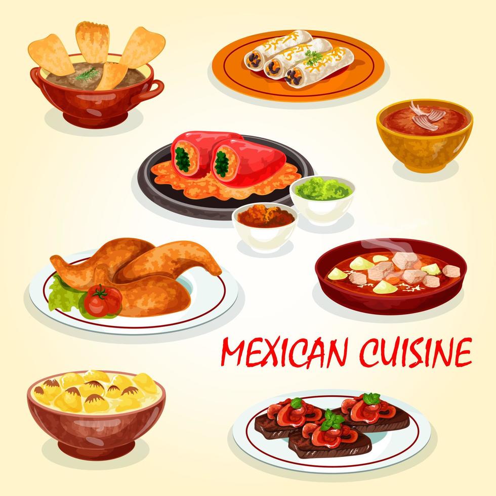 Mexican cuisine icon of dinner dish with hot sauce vector