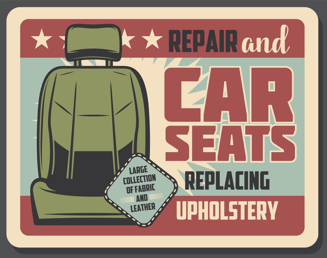 Car seat repair service retro grunge banner design vector