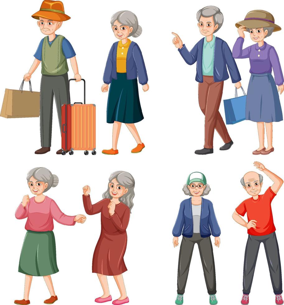 Collection of elderly people characters vector